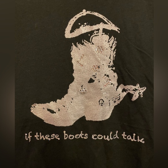 NWT bigshotcowgirl Bling Boots tee sz S/M - Picture 6 of 7